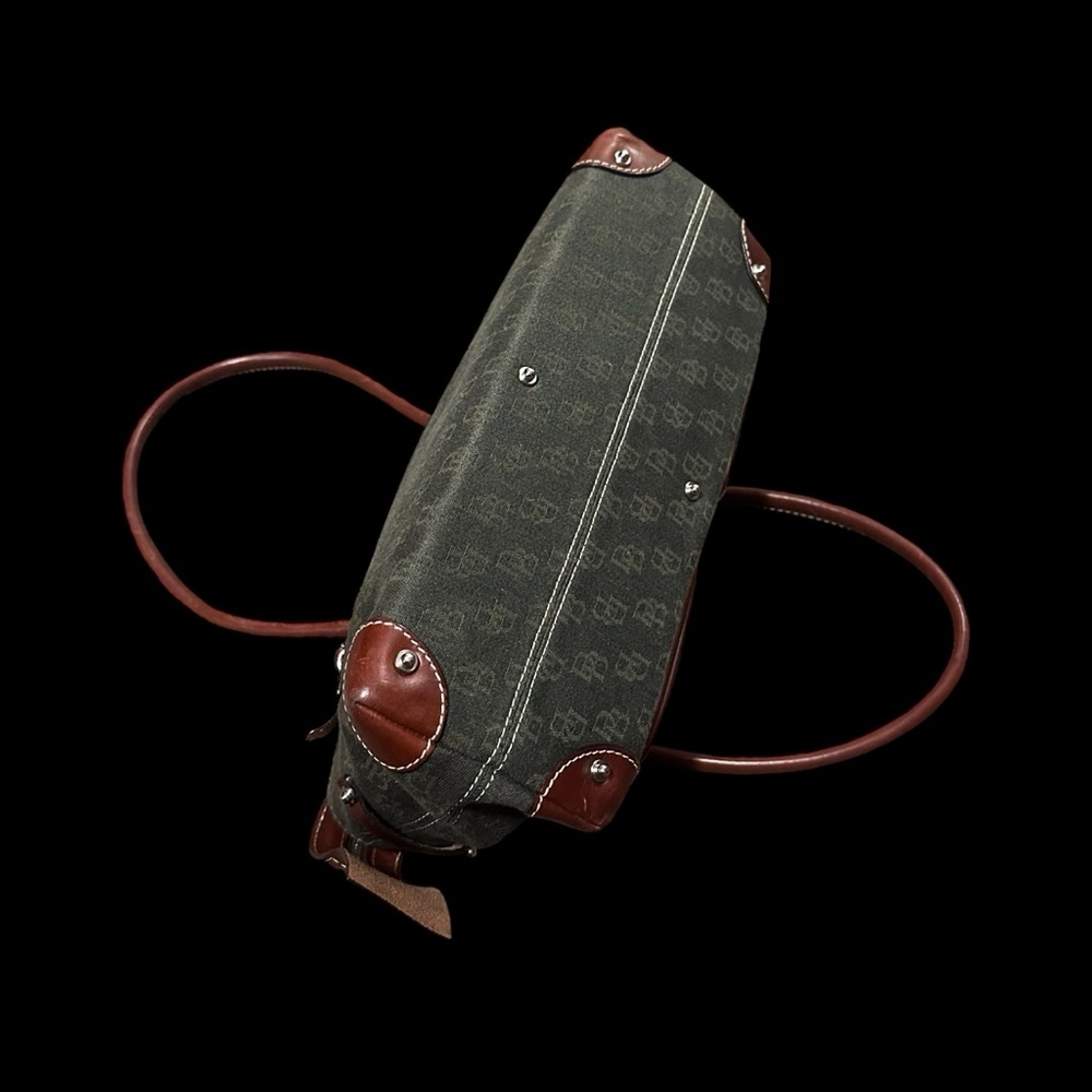 Rooney & Bourke Vintage Shoulder Bag Green Canvas with Brown Leather Trim/Accent - Picture 8 of 17